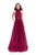 La Femme - 25664 Beaded Lace High Halter Organza Dress In Red