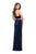 La Femme - 25667 Two Piece High Neck Slit Dress In Blue