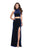 La Femme - 25667 Two Piece High Neck Slit Dress In Blue