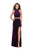 La Femme - 25667 Two Piece High Neck Slit Dress In Purple