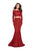 La Femme - 25668 Two Piece Lace Mermaid Dress in Red