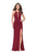 La Femme - 25669 Plunging Halter Fitted Dress In Red