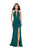 La Femme - 25669 Plunging Halter Fitted Dress In Green