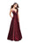 La Femme - 25670 Sleeveless Plunging Sweetheart Satin Gown in Red