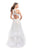 La Femme - 25671 High Halter Lace Bodice Tiered Tulle Gown In White