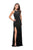 La Femme - 25679 Beaded Strappy Halter Slit Dress In Black