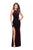 La Femme - 25679 Beaded Strappy Halter Slit Dress In Red and Purple