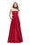 La Femme - 25680 Choker Accented Straight-Across Satin A-Line Gown In Red
