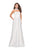 La Femme - 25680 Choker Accented Straight-Across Satin A-Line Gown In White