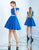 Ieena Duggal  - 25680I Cap Sleeve High Neck A-Line Dress In Blue