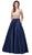 Dancing Queen - 2568 Embellished Plunging V-neck Ballgown In Blue