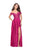 La Femme Off Shoulder Lace Pleated Dress A-Line in Pink