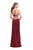 La Femme - 25698 Halter Fitted Strappy Slit Dress In Red