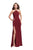 La Femme - 25698 Halter Fitted Strappy Slit Dress In Red