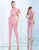 Ieena Duggal  - 25701I Two Piece Draped Ruffle Crepe Jumpsuit In Pink