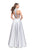 La Femme - 25705 Beaded Two Piece High Neck Gown In Silver