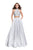 La Femme - 25705 Beaded Two Piece High Neck Gown In Silver