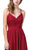 Dancing Queen - 2571 Embroidered V-neck Long A-line Dress In Red