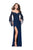 La Femme - 25717 Beaded Bell Sleeve Sheath Dress In Blue