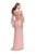La Femme - 25717 Beaded Bell Sleeve Sheath Dress In Pink