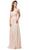 Dancing Queen - 2571 Embroidered V-neck Long A-line Dress In Neutral