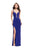 La Femme - 25720 Plunging Sweetheart Fitted Jersey Dress In Blue