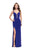 La Femme - 25720 Plunging Sweetheart Fitted Jersey Dress In Blue