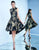 Ieena Duggal  - 25721i Sleeveless Printed Jewel High Low Dress in Black and Gold