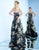 Ieena Duggal  - 25723i Strapless Printed High Low Gown in Black and Gold