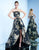 Ieena Duggal  - 25723i Strapless Printed High Low Gown in Black and Gold