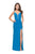 La Femme - 25725 Plunging Sweetheart Strappy Dress In Blue