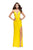 La Femme - 25725 Plunging Sweetheart Strappy Dress In Yellow