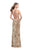 La Femme - 25734 Fitted Halter Strappy Dress In Neutral