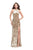 La Femme - 25734 Fitted Halter Strappy Dress In Neutral
