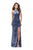 La Femme - 25734 Fitted Halter Strappy Dress In Blue