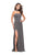 La Femme - 25735 High Neck Fitted Slit Dress In Gray