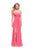 La Femme - 25735 High Neck Fitted Slit Dress In Pink