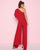 Mac Duggal - 25737L Draped Chiffon Asymmetrical Jumpsuit In Red