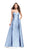 La Femme - 25738 Strapless Ruched Pleated Evening Gown In Blue