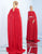 Ieena Duggal  - 25740I Lace Cape Belted Dress In Red