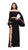 La Femme - 25741 Two Piece Long Bell Sleeve Jersey Sheath Dress in Black