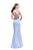 La Femme - 25746 Two Piece Beaded High Halter Sheath Dress in Blue