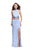 La Femme - 25746 Two Piece Beaded High Halter Sheath Dress in Blue