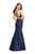 La Femme - 25754 Two Piece Beaded Sweetheart Denim Evening Gown In Blue