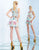 Ieena Duggal  - 25755I Floral Plunging High Neck Romper In Blue and Floral