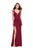 La Femme Strappy Back Jersey Evening Dress with Slit 25761 - 1 pc Burgundy In Size 8 Available In Red