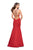 La Femme - 25763 Beaded Strappy Halter Mermaid Dress In Red