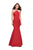 La Femme - 25763 Beaded Strappy Halter Mermaid Dress In Red