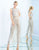Ieena Duggal  - 25767I Fitted Metallic Fringed Jumpsuit In Silver