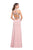La Femme - 25767 Beaded High Halter Jersey Sheath Dress in Pink